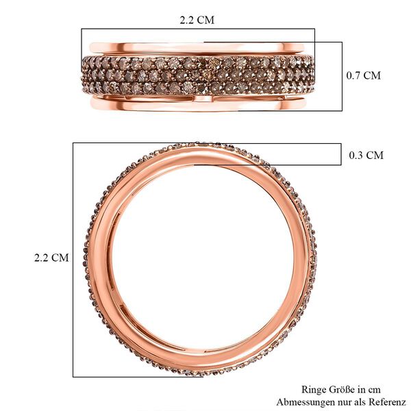 Nat&uuml;rlicher Champagner Diamant Anti-Stress Spinning Ring, ca. 1,00 ct. image number 5