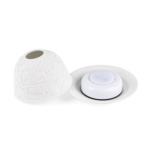 LED-Porzellan-Teelichthalter - Motiv Weihnachtsmann und Rentier, 13-Farben-LED mit Fernbedienung, Durchmesser 10,5 cm, H&ouml;he 7,5 cm image number 6