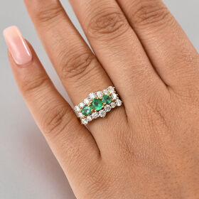 AAA Smaragd und Moissanit Ring - 2,32 ct.