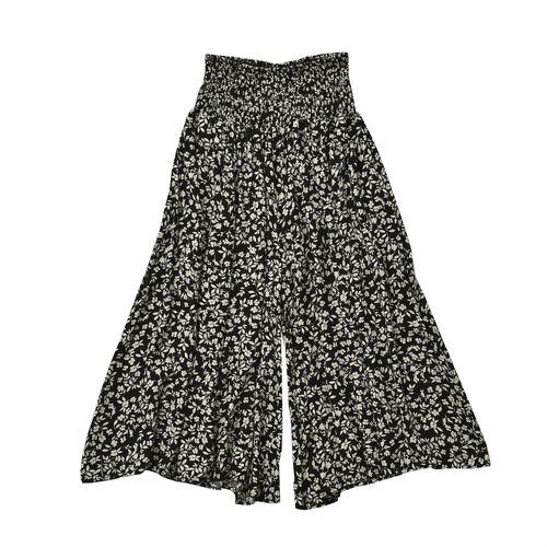 Taillen-Culottes mit Smok-Detail und Blumenmuster, Einheitsgröße, schwarz image number 0