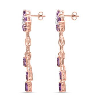 D'Joy AAA Rose De France Amethyst und Zirkon Ohrringe - 7,94 ct.