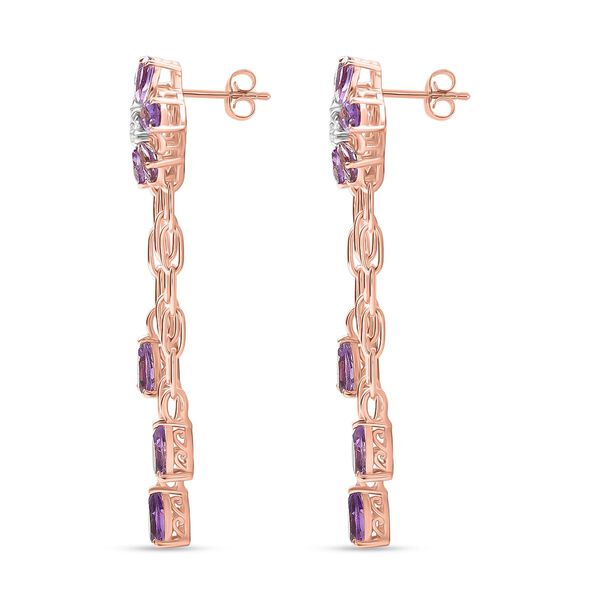 D'Joy AAA Rose De France Amethyst und Zirkon Ohrringe - 7,94 ct. image number 4