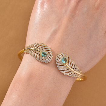 Gr&uuml;ner Kristall und wei&szlig;er Zirkonia 19cm Armreif