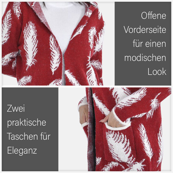 Winter-Kapuzenpullover mit 2 Taschen, Rot image number 5