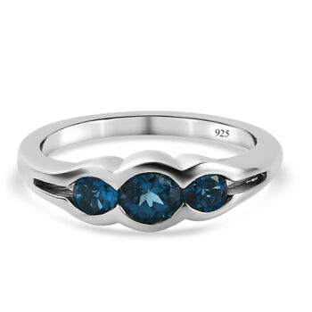 London Blau Topas Ring 925 Silber platiniert (Gr&ouml;&szlig;e 16.00) ca. 0,88 ct