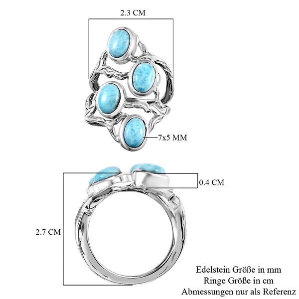 Larimar Ring  925 Silber Platin-&Uuml;berzug image number 7