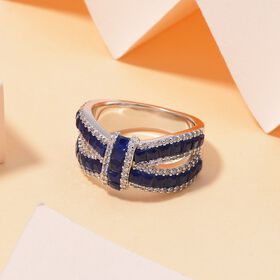 Blauer und weißer Zirkonia Ring