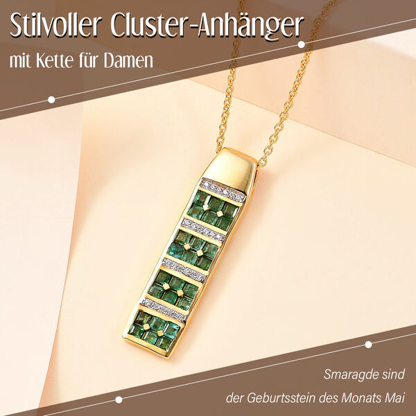 Kagem sambischer Smaragd und Zirkon-Anhänger mit 50cm Kette - 1,87 ct. image number 2