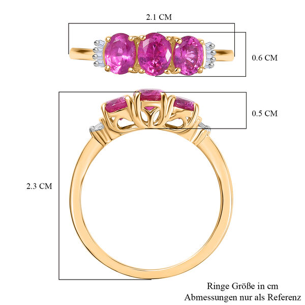 AAA Montepeuz Rubin und Diamant Ring in 375 Gold - 1,30 ct. image number 6