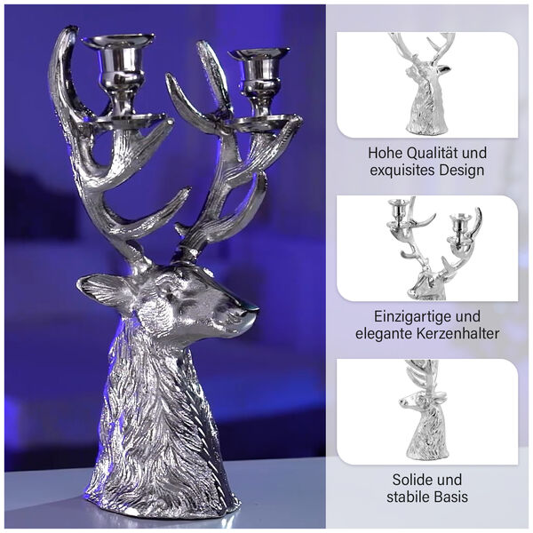 Rentier-Figur mit 2 Kerzenhaltern, Silber image number 8
