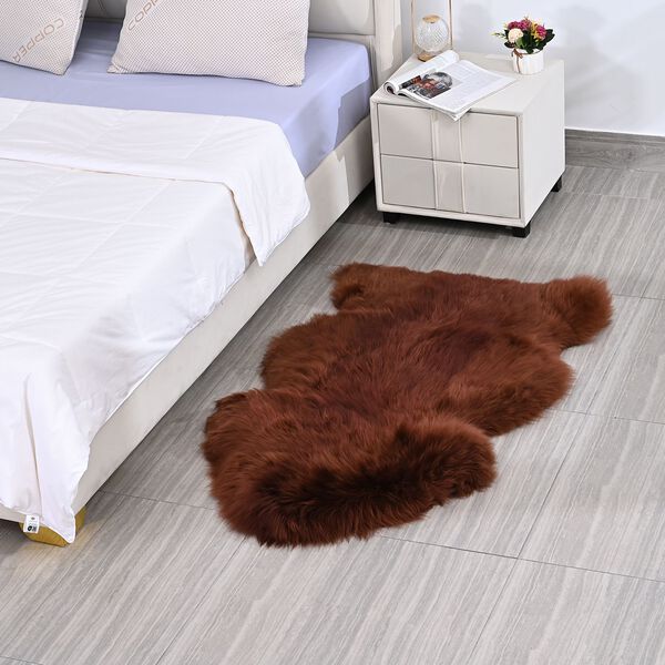CLOSE OUT DEAL - Schafsfellteppich aus Echtleder-Fell, ca. 70x100 cm, Braun image number 0