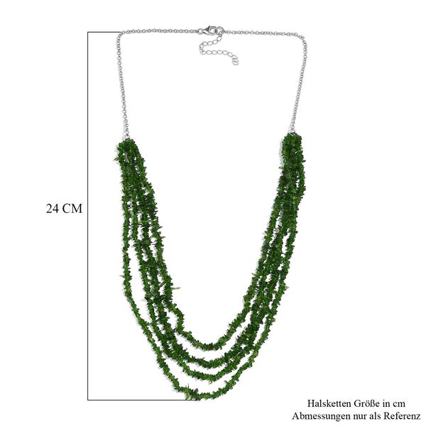 Nat&uuml;rliche Chromdiopsid mehrreihige Halskette, ca. 56 cm + 5 cm Extender 925 Silber rhodiniert ca. 200.00 ct image number 5