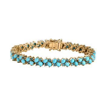 AA Sleeping Beauty T&uuml;rkis, Neon Apatit Armband ca. 18 cm 925 Silber Gelbgold Vermeil ca. 10,42 ct.