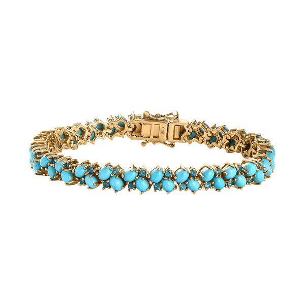 AA Sleeping Beauty T&uuml;rkis, Neon Apatit Armband ca. 18 cm 925 Silber Gelbgold Vermeil ca. 10,42 ct.