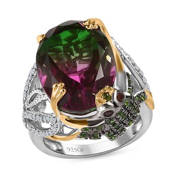 GP Trionfo Kollektion- Wassermelonen Quarz Triplett, roter Granat und Mehrfach-Edelstein-Ring - 15,59 ct.