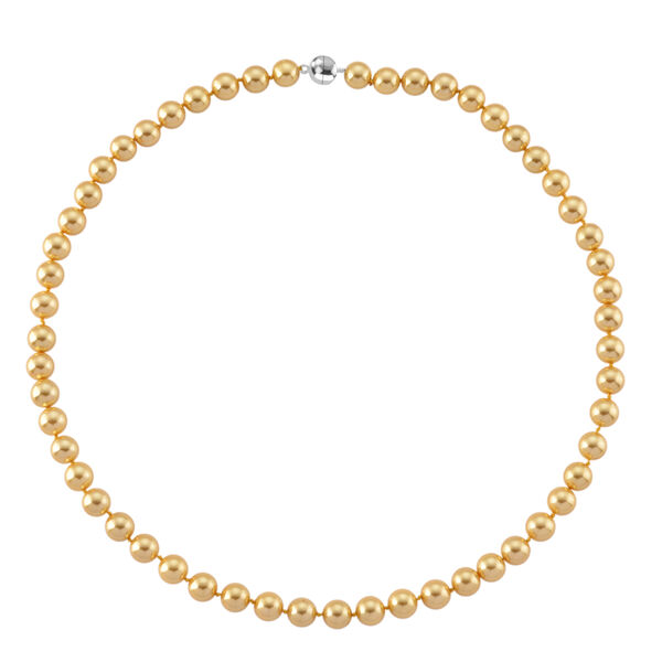 Goldene Muschelkernperle (9-11 mm) Halskette ca. 60 cm 316L Edelstahl image number 3