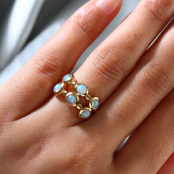 Nat&uuml;rlicher, &auml;thiopischer Opal-Ring, 925 Silber vergoldet  ca. 1,05 ct image number 3