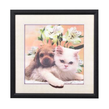 Realistisches 5D Katzen und Hunde-Gem&auml;lde, Gr&ouml;&szlig;e 43,5x43,5x1,2 cm, Mehrfarbig