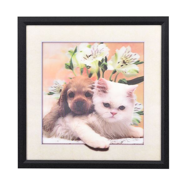 Realistisches 5D Katzen und Hunde-Gem&auml;lde, Gr&ouml;&szlig;e 43,5x43,5x1,2 cm, Mehrfarbig
