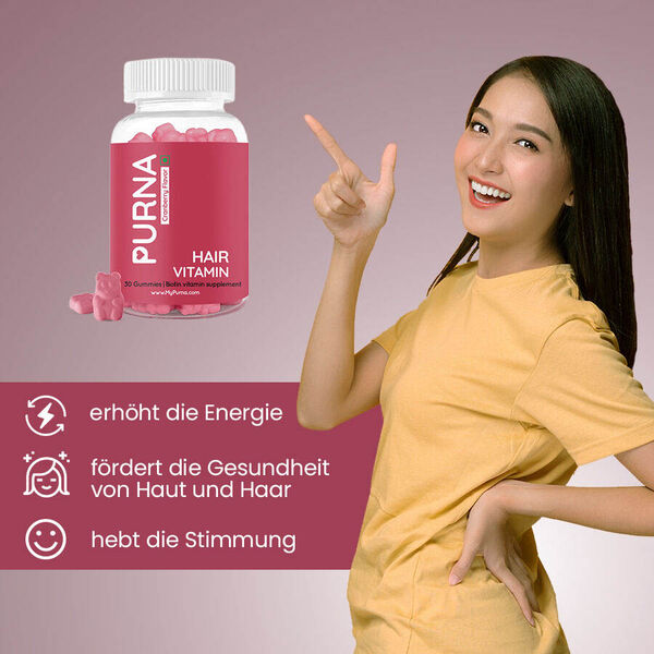 PURNA flie&szlig;endes Haar Cranberry Biotin Erg&auml;nzung 30 Drops f&uuml;r Erwachsene und Kinder image number 3
