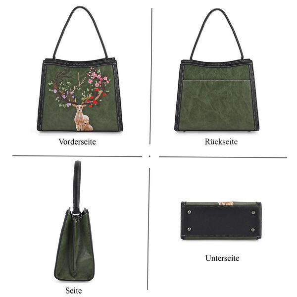 Bestickte Crossbody-Tasche, Rentier-Design, 25x11x21cm, Gr&uuml;n image number 6