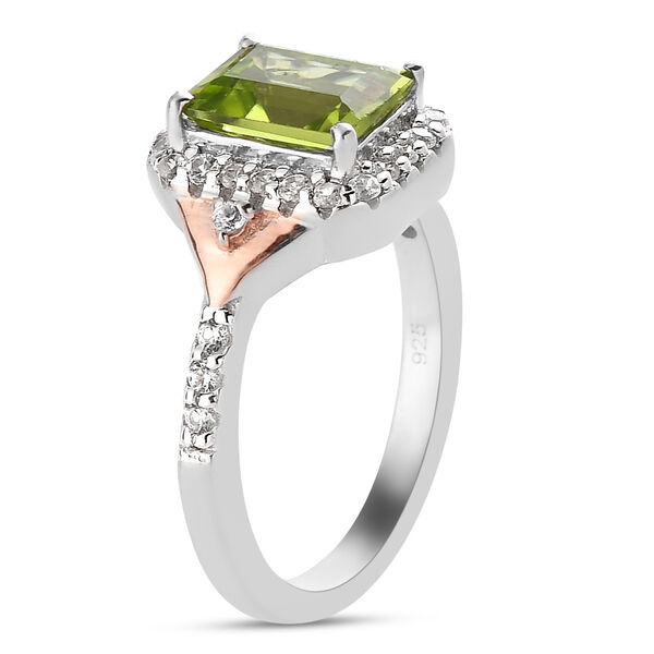 Natürlicher Peridot und Zirkon-Ring, 925 Silber Bicolor  ca. 1,96 ct image number 5