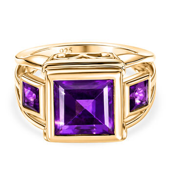 Lusaka Amethyst-Ring, 925 Silber vergoldet (Gr&ouml;&szlig;e 16.00) ca. 3.92 ct