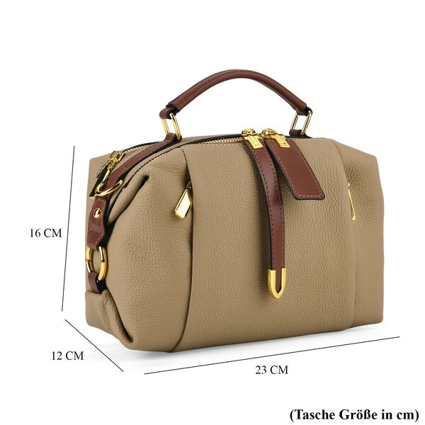 Elegante Leder Crossbody Tasche im Minimal Design 23 x 12 x 16 cm Khaki image number 8