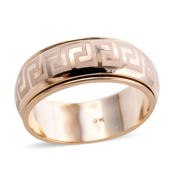 Griechischer Schl&uuml;ssel Design Spinning-Ring 375 Gelbgold