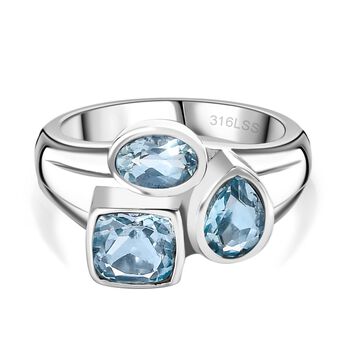 Himmelblauer Topas Ring Edelstahl (Gr&ouml;&szlig;e 17.00) ca. 2,67 ct