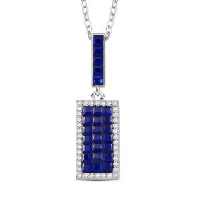 Blauer und weißer Zirkonia Anhänger mit 45cm Kette