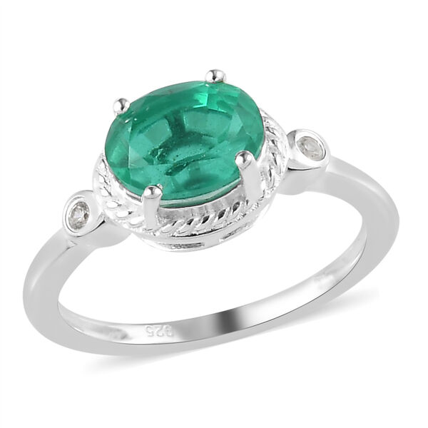 Smaragd-Triplett-Quarz und Zirkon-Ring, 925 Silber  ca. 1,72 ct image number 4