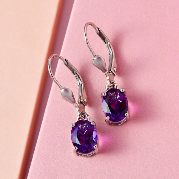 AAA Marokkanische Amethyst-Solit&auml;r-Ohrh&auml;nger, 925 Silber platiniert, 2,29 ct. image number 2