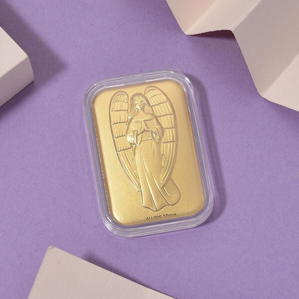EXKLUSIVES GESCHENK 999er Goldbarren mit Engel-Motiv, 10mg image number 1
