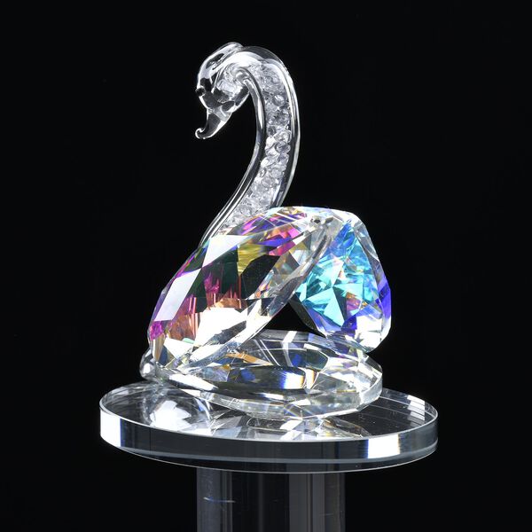 Dekorative Kristallglas-Schwanfigur auf quadratischem St&auml;nder, Gr&ouml;&szlig;e 11.5x11.5x8cm, Transparent image number 3