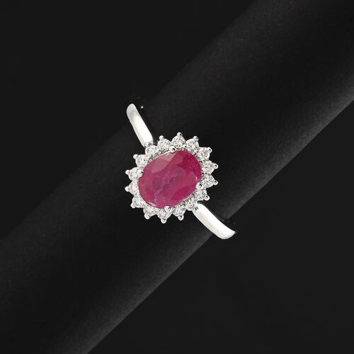 RHAPSODY zertifiziert und geprüft AAAA natürlicher Mosambik Rubin und VS-EF Diamant Ring in 950 Platin - 1,75 ct. image number 1