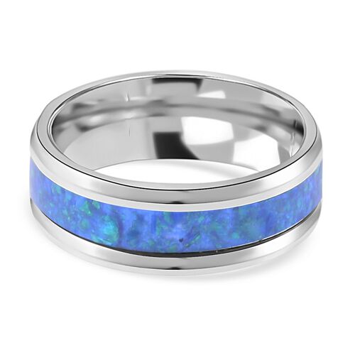 Simulierter Opal Ring, Edelstahl vergoldet, ca. 1.00 ct image number 0