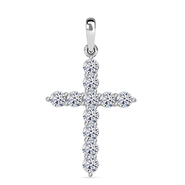 LUXURIANT SI-GH Labor Diamant Kreuz Anh&auml;nger in 585 Wei&szlig;gold - 0,50 ct.
