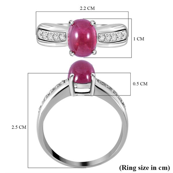 Afrikanischer Rubin (Fissure gef&uuml;llt) und Zirkon-Ring - 2,17 ct. image number 4