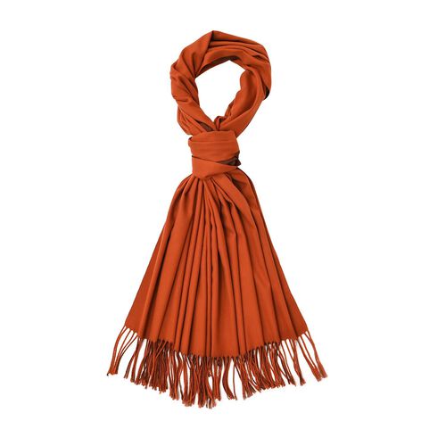 Luxuriöser Winterschal mit Fransen, Orange/Braun image number 0