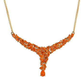 Salamanca Feueropal-Collier, ca. 45 cm, 925 Silber vergoldet ca. 4.95 ct