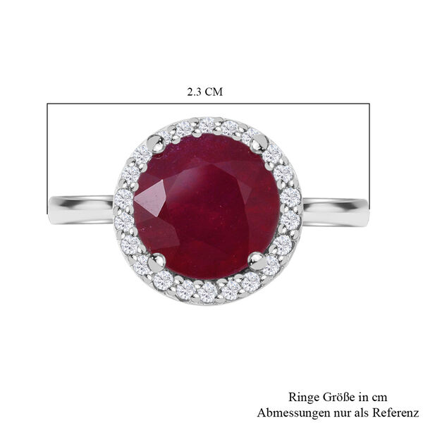 Niassa Rubin und Zirkon Halo Ring 925 Silber Platin Überzug image number 4