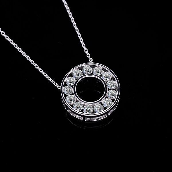 LUXURIANT SGL zertifizierter VS-EF Diamant Anh&auml;nger mit 50cm Kette, 925 Silber platiniert- 1 ct. image number 8