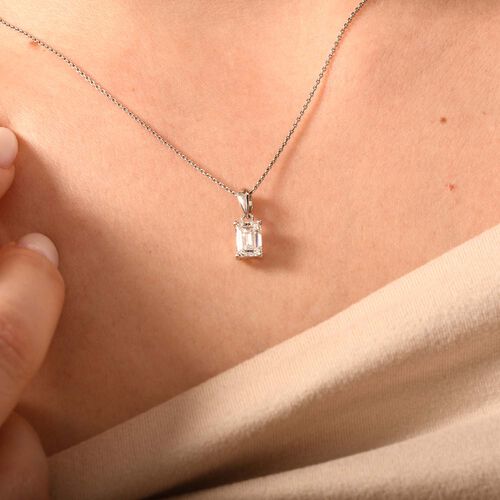 LUXURIANT DIAMOND- IGI zertifizierter VS Labor Smaragdschliff Diamant Anhänger in 950 Platin- 1 ct. image number 2