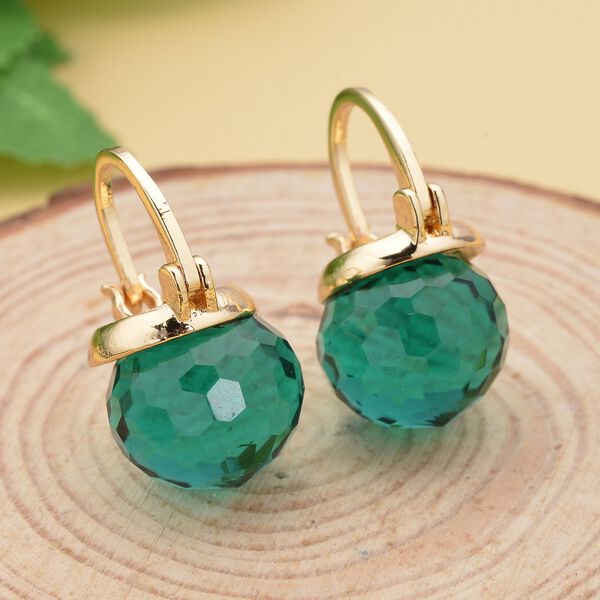 Neongr&uuml;ne Kristall-Ohrringe, reines Messing image number 2