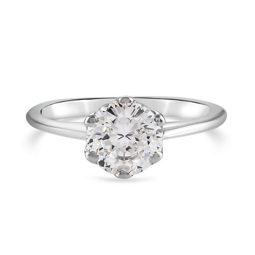 LUSTRO STELLA Hergestellt mit ZIRKONIA Solitär-Ring 925 Silber Platin-Überzug image number 0