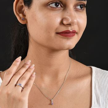 D'Joy Tansanit und Moissanit Schmuck, 925 Silber rhodiniert - 1,15 ct.