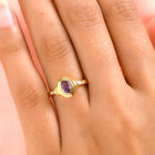Rosa Saphir und Zirkon-Ring, 925 Silber vergoldet, 0,63 ct. image number 2