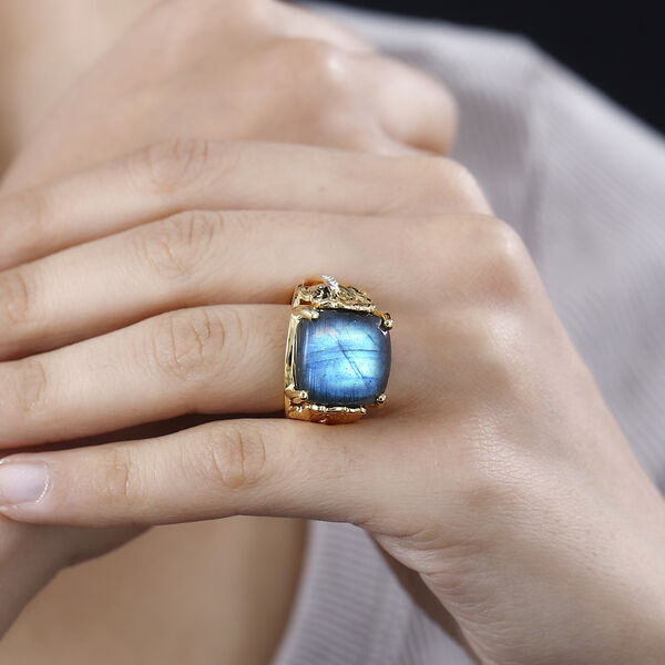GP Italian Garden Kollektion- AAA Labradorit, Zirkon und Kanchanaburi blauer Saphir-Ring - 14,77 ct. image number 4