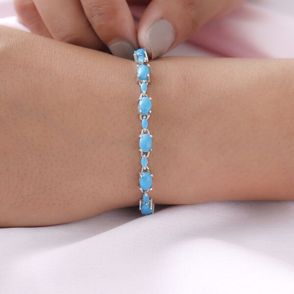 Amerikanischer, Nat&uuml;rlicher Sleeping Beauty T&uuml;rkis Armband, ca. 20 cm, 925 Silber platiniert ca. 11.23 ct image number 3